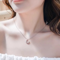 Korea s925 silver flash Diamond moon necklace simple design sense niche 2019 new choker student accessories female