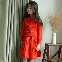 Girls  skirt suit Western style childrens autumn 2021 new knitted sweater childrens sweater two-piece suit
