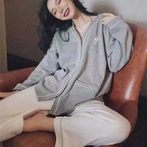 Pure cotton long sleeve pyjamas woman spring autumn and winter new home clothes Korean version suit cardiovert pregnant woman lunar suit outwear