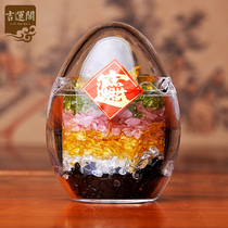 Five rows of Poly Treasure Bottle Crystal Plinth Feng Shui Strokes of the Five Color Crushed Stone Egg Supplement Five Lines Creative Decoration