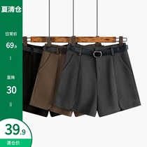 Yangcheng story woolen shorts womens outer wear high waist thin autumn and winter 2020 new Korean version of the trend casual pants