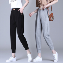 Gray Sports Pants Women Spring and Autumn 2021 New Loose Bundle Feet Size Womens Pants Slim Joker Harlan Casual Sweatpants