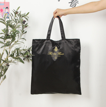Japanese single n u black nylon satin portable lightweight supermarket shopping bag can be shoulder large portable eco bag