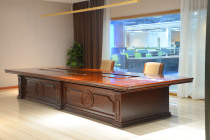 Conference table long table simple Chinese strip large negotiation table and chair combination Workbench training table solid wood leather furniture