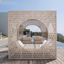 Outdoor rattan reclining bed resort lounge chair Creative Birds Nest Hotel outdoor bed courtyard bed rattan bed furniture