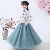Girls Hanfu Autumn New Chinese style cheongsam Tang suit childrens princess dress ancient autumn and winter Super fairy dress winter dress