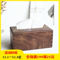 Solid Wood simple tissue box black walnut creative home living room wooden drawing paper multi-function box custom logo
