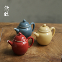 Drinking to Jingdezhen one person with single pot mini color glaze teapot small tea maker handmade ceramic kung fu tea set