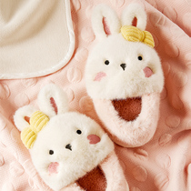 Baby Cotton Slippers Bag Heel Winter Girl Indoor Home Cute Rabbit Girls Hair Slippers Children Slippers Winter
