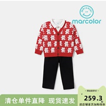 Makale baby three-piece New Years dress New Years dress 2022 new jumpsuit baby thickening French elegance