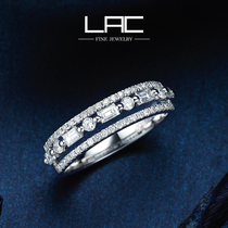 LAC high jewelry natural group inlaid diamond ring 18K gold T square Diamond Double Row Womens ring row authority certificate