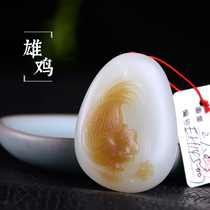 Yurun Yipin Hetian jade pendant Russian sugar suet White Jade twelve Zodiac chicken pendant master craft