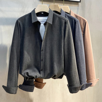 2021 Spring and Autumn Mens Business Casual Shirt Korean Slim Anti-wrinkle Long Sleeve Shirt base shirt