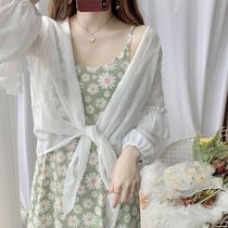 One-piece suit 2021 summer new small floral suit female student Korean version chiffon dress two-piece set