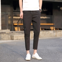 2021 summer new thin breathable mens nine-point casual pants Harem pants small pants drawstring feet fashion trend wild