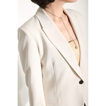 NZ customized 2021 open spring suit woman one grain button OL commute 100 lap temperament to collect waist white small west suit woman coat