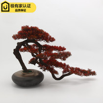 New Chinese sales floor Xuanguan Zen Imitation Red Greeting Guest Pine Cypress Tree Pendulum-like Dining Room Clubhouse Adornment