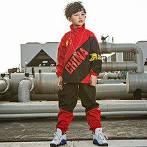 Childrens hip-hop suit hip-hop boys Chinese style childrens long-sleeved costumes girls jazz dance costumes for the New Year