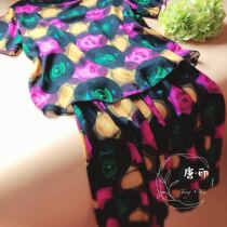 Chao value special selling fake two-piece type mulberry silk one-piece dress double genuine silk skirt short sleeve summer light