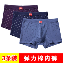 Hua Youyuan mens cotton boxer underwear loose size Middle waist youth breathable four corner shorts head bottoms summer