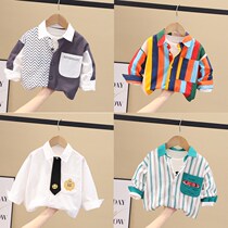 Baby long-sleeved shirt autumn boy cotton long-sleeved shirt infant college style childrens spring and autumn shirt thin tide