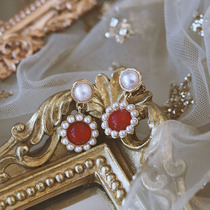 Silver Moto Home s925 Pure Silver Pin Pearl Red Ball Earrings 2021 New Tide Retro Superior Feel Earrings Earrings