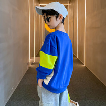 Boys  autumn long-sleeved sweater 2021 new childrens autumn top middle and large childrens casual solid color Korean version of the foreign style