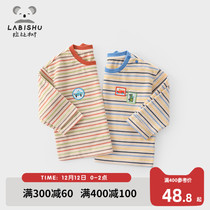 Rabbi tree childrens clothing childrens long sleeve T-shirt 2021 Autumn New Baby Cotton bottomed T-shirt boy striped shirt