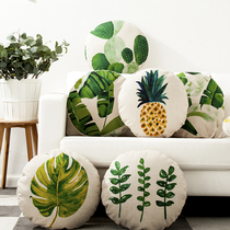 Round pillow banana leaf tropical plant ins idyllic cotton linen cushion car office pillow cushion sofa pillow