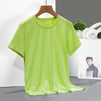 Outdoor sports running t-shirt female summer speed dry large code mesh fabric male summer ice silk thin section loose short sleeves