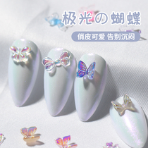 Beauty Chia Butterfly Ornament Extremely Light Phantom 3D Stereo butterfly knot finished nail decorative mesh red bursting with extremely light flowers