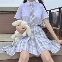 JK uniform skirt full set of genuine original Japanese style grid skirt College style short skirt Summer short sleeve JK suit for students
