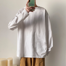Long-sleeved T-shirt mens fashion ins loose and wild round neck base shirt spring and autumn fashion brand Korean version of casual clothes