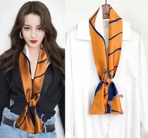 Thin narrow silk scarf spring and autumn new thin female multi-function thin long streamer simulation silk scarf