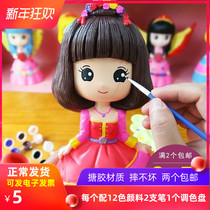 Vinyl painted plaster doll Ceramic childrens toy coloring diy girl paint set Square new product coloring