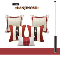 Red New Chinese style Style Board Room Wedding sofa Pillow Cover Cushion Living-room Bedside Pillow Soft Fit Back Cushion Cover Waist Pillow
