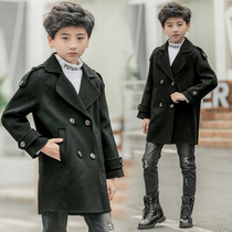 (Broken code clearance) childrens wool coat double-sided velvet boys woolen coat medium big childrens clothing foreign wind coat