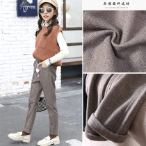 Girl Pants Autumn Winter Clothing 2022 New Children Turnip Trousers Foreign Gas Plus Suede Herringbone Casual Long Pants