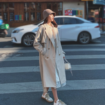 Danged windbreaker womens long spring and autumn 2021 New Korean version of loose English style small man coat coat