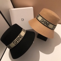South Korean designer Alphabet Wool Fisherman Hat Autumn Winter Basin Hat Womens Day Constant Shape Extremely Simple Bucket Cap Tide
