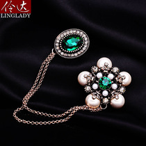 European and American retro asymmetric luxury pin womens coat collar needle brooch corner knotted buckle anti-light small brooch