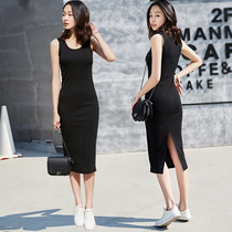 Vest dress female summer outside wear knee-bottom over knee sleeveless sling dress black medium length interior long dress suspender skirt