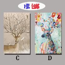 Deer head Nordic combination hanging painting living room decoration painting sofa background wall corridor modern simple restaurant mural painting core