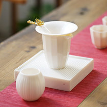 Kiln new white jade porcelain Golden Dragon tea leak kung fu tea set accessories handmade white tea leak tea