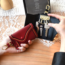 2021 new minimalist about 100 lap fashion genuine leather key bag woman small and versatile buckle cow leather lock spoon containing bag