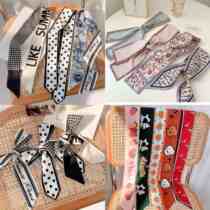 Literary fan~Multi-function streamer hairband ins French silk scarf houndstooth cute girl bow hair rope scarf