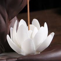 Handmade White Lotus line incense insert creative Zen ornaments Buddhist incense stove ceramic small water lily thread incense burner household