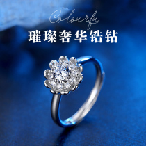 Earthly Liuxi Lotus sterling silver ring womens singles ring Japanese and Korean simple living mouth simulation drill ring can be lettering birthday ceremony