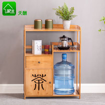 Tea cabinet tea car Mobile tea car solid wood bamboo tea rack multifunctional tea table household storage cabinet tea tray