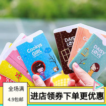 Korean hand-painted cartoon little girl double-sided 2 bus card set bank card clip transparent card set